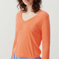 T-Shirt Col V - Feu Fluo - Femme