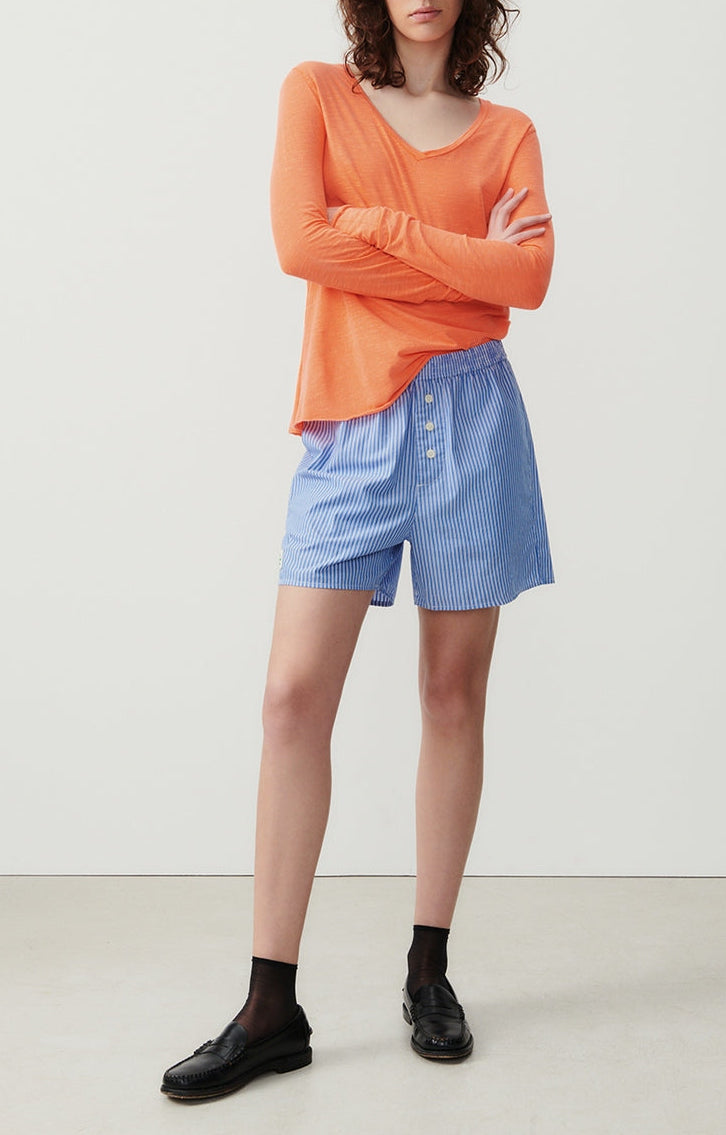 T-Shirt Col V - Feu Fluo - Femme
