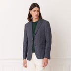 Veste En Lin Bleu Pucé