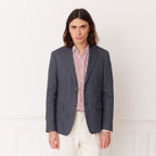 Veste En Lin Bleu Pucé