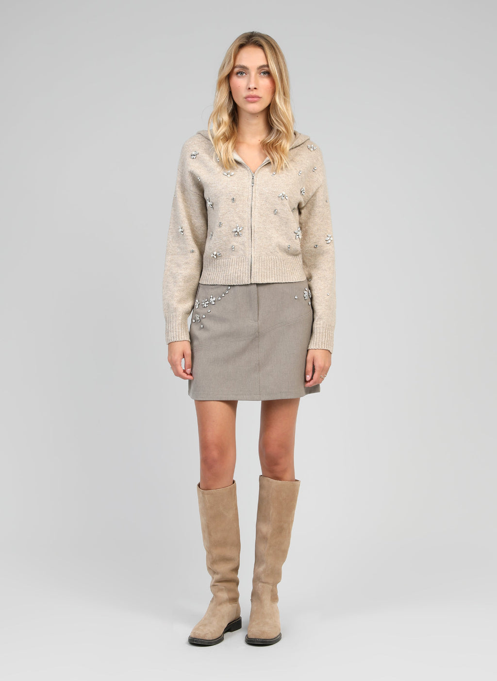 Jadime Greige Short Skirt