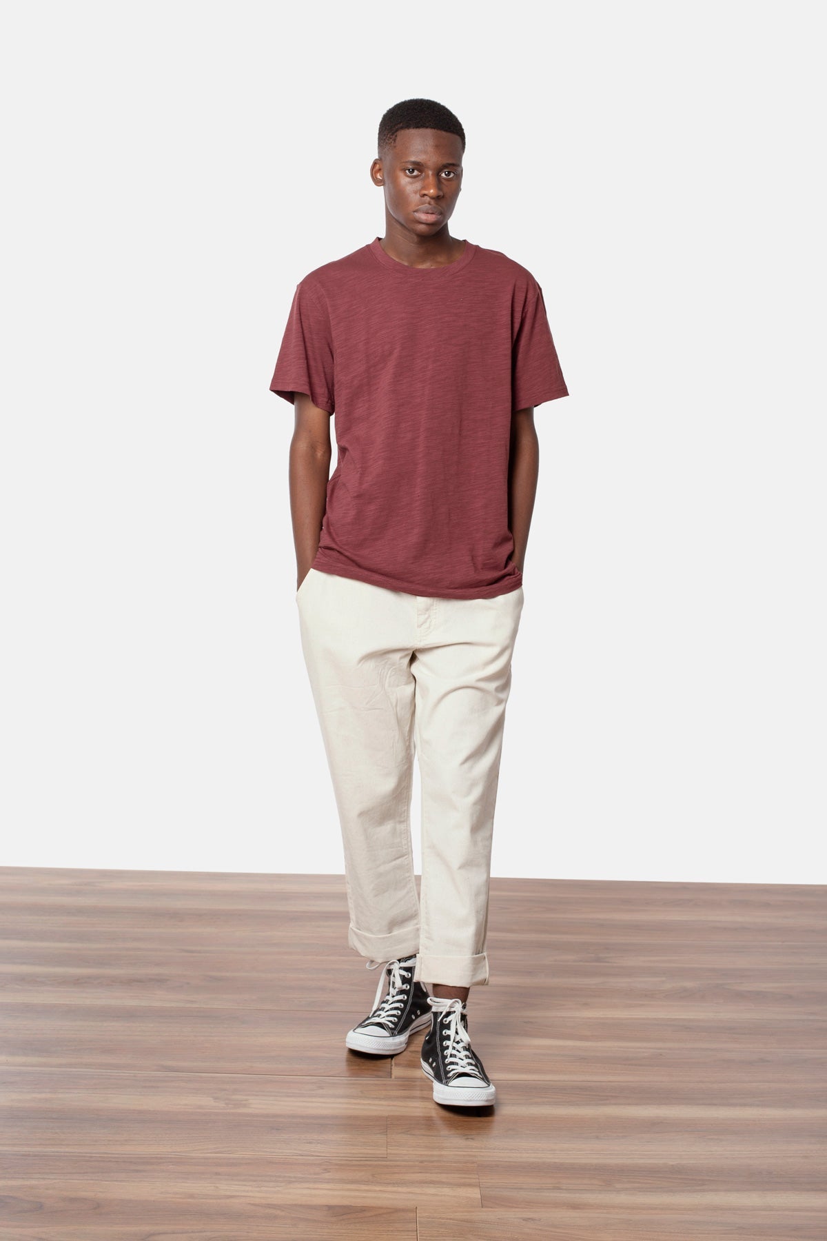 Rhythm - T-Shirt Basic Slub - Raisin - Homme