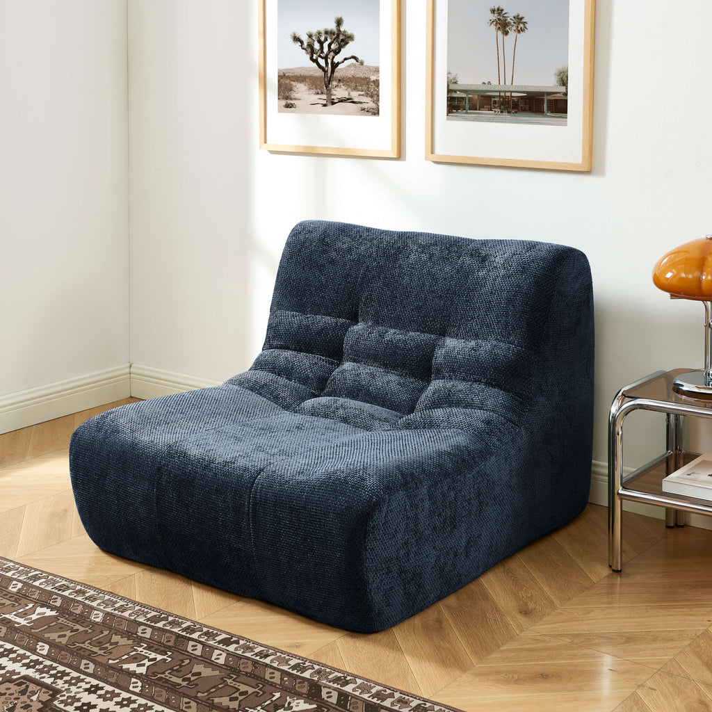 Janis - Chauffeuse - Tissu Chenille - Bleu