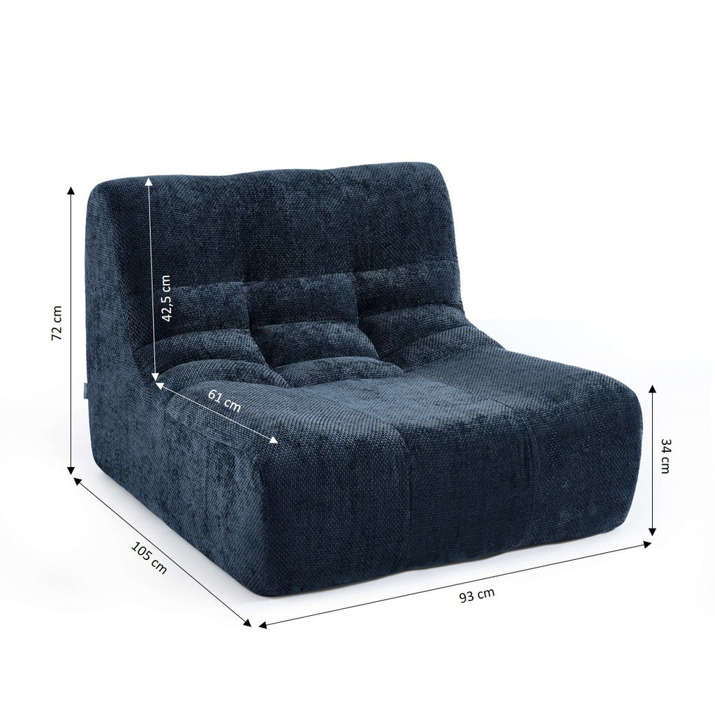 Janis - Chauffeuse - Tissu Chenille - Bleu