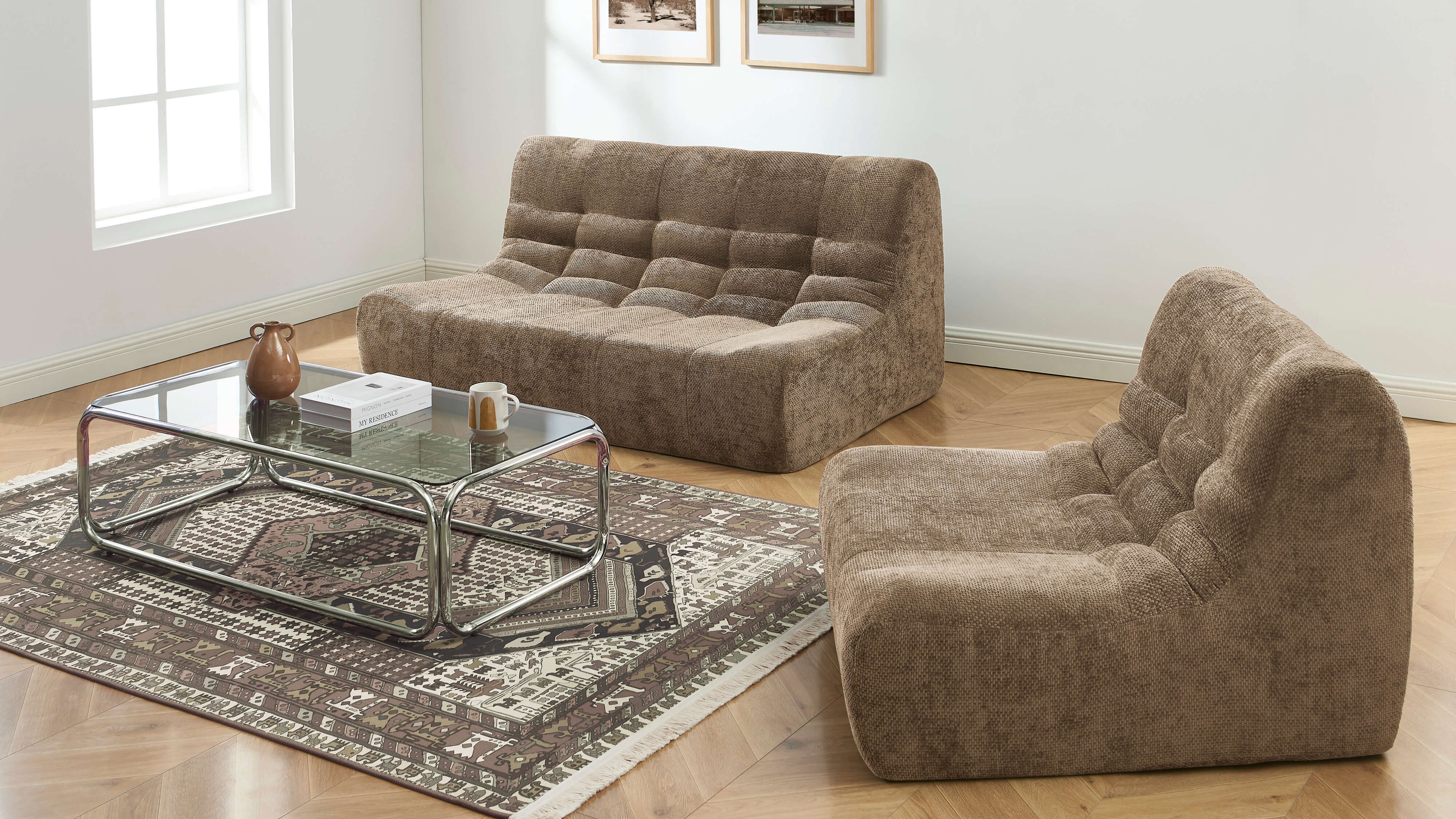 Janis - Armchair - Chenille Fabric - Taupe