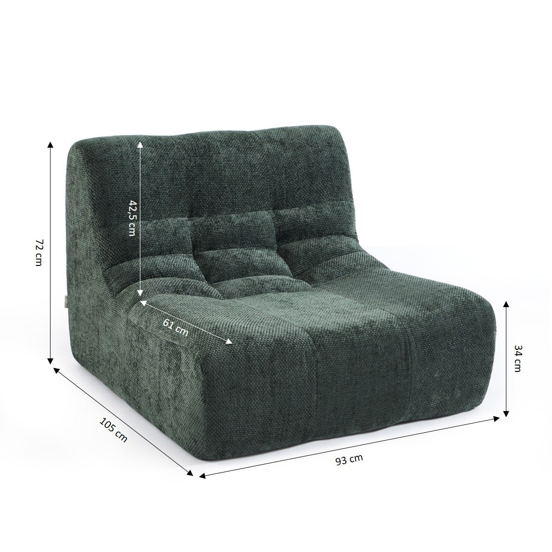 Janis - Sillón Modular 1 Plaza - Tela Chenilla - Verde