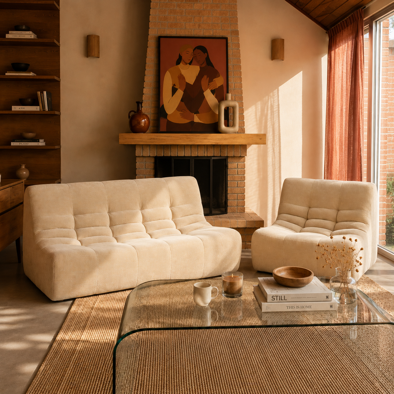 Janis - Banquette 2 Places - Velours - Beige