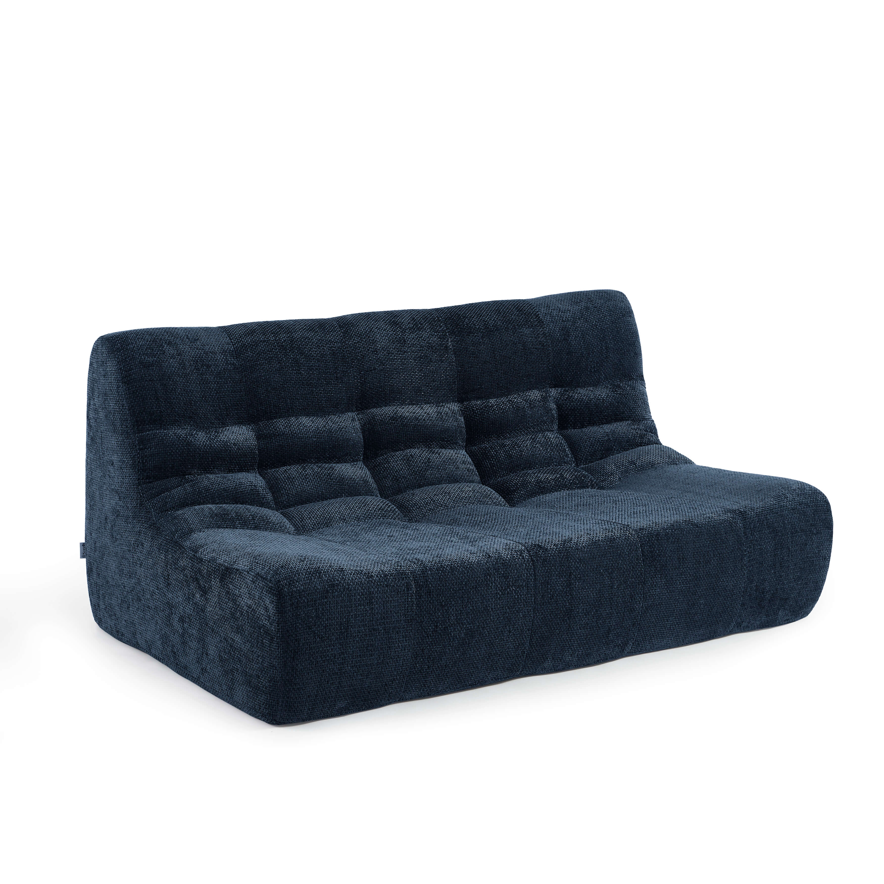 Janis - Banquette 2 Places - Tissu Chenille - Bleu
