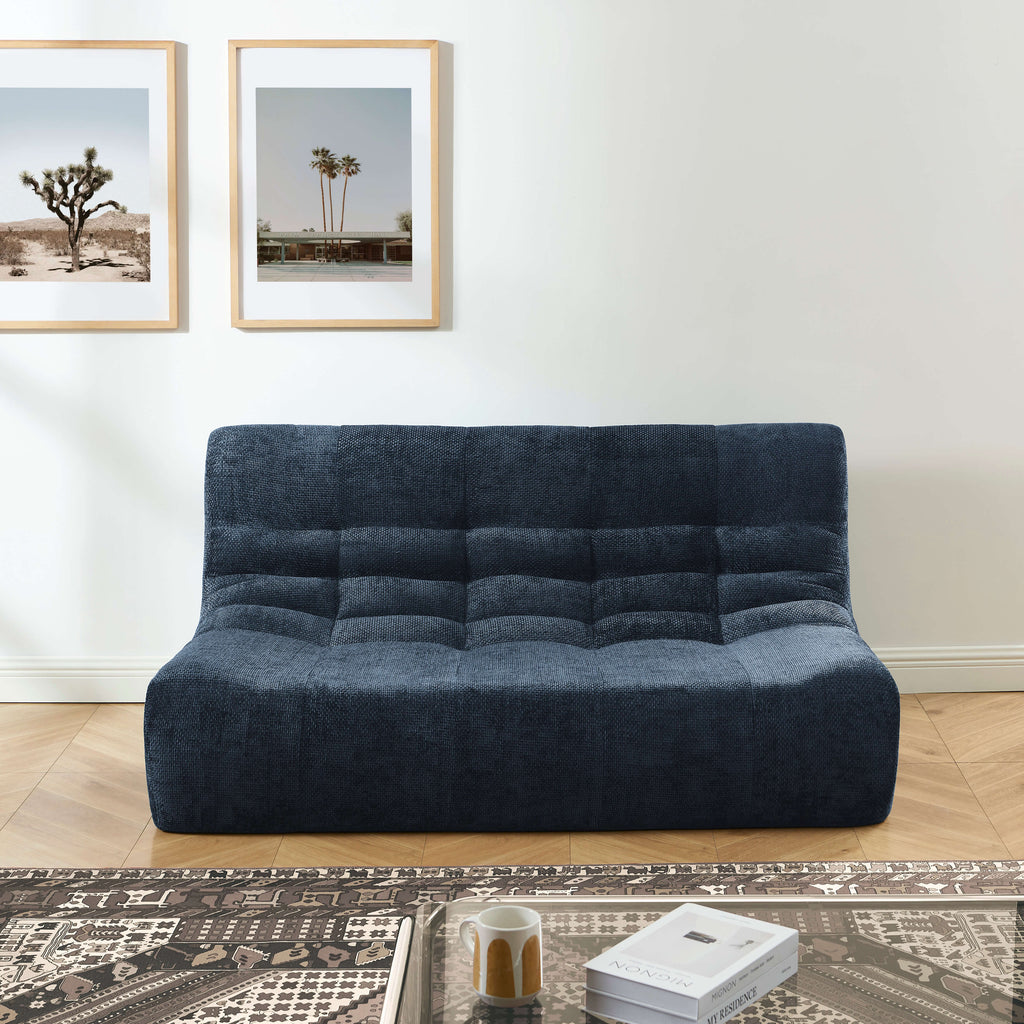 Janis - Banquette 2 Places - Tissu Chenille - Bleu