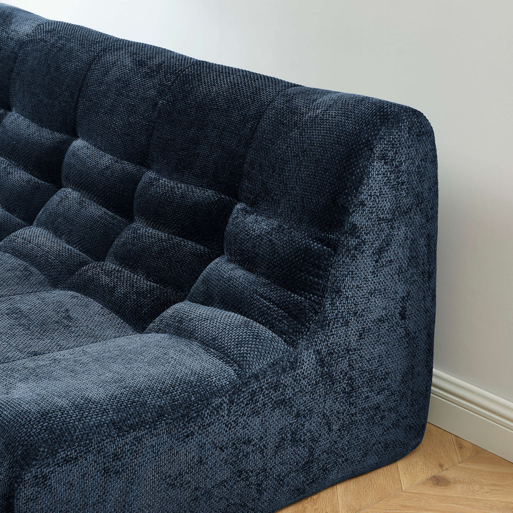 Janis - Banquette 2 Places - Tissu Chenille - Bleu