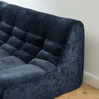 Janis - Banquette 2 Places - Tissu Chenille - Bleu