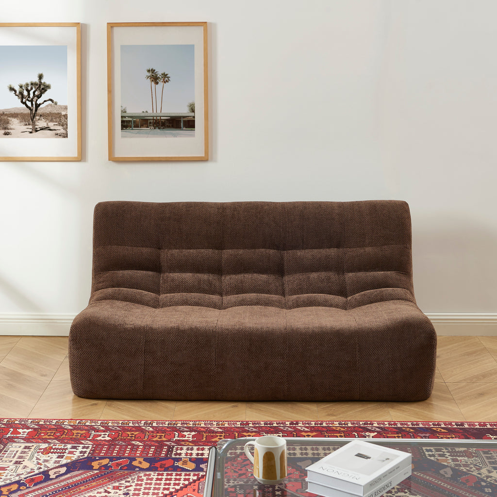 Janis - Modular Bench Seat 2 Seater - Chenille Fabric - Brown