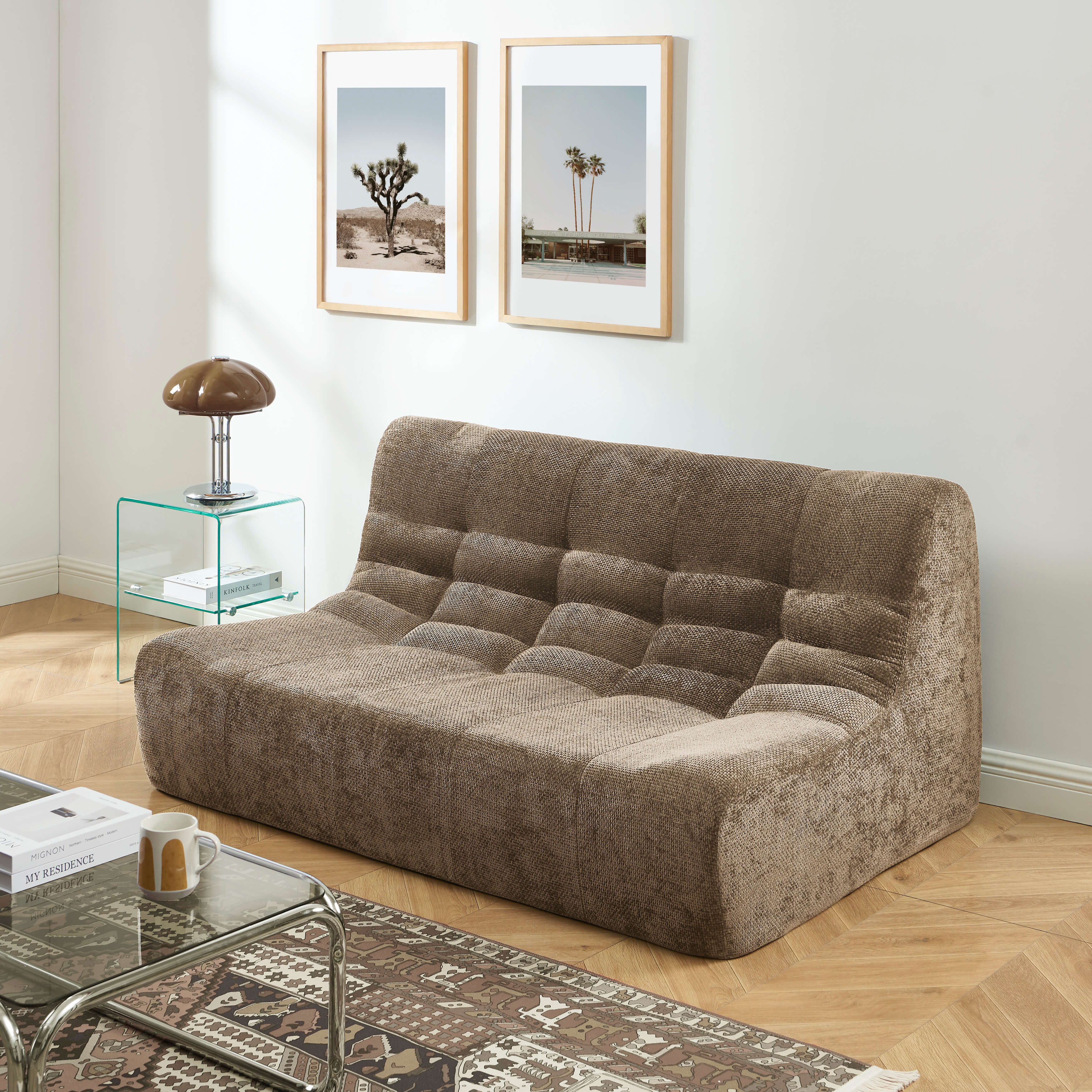 Janis - Banquette 2 Places - Tissu Chenille - Taupe