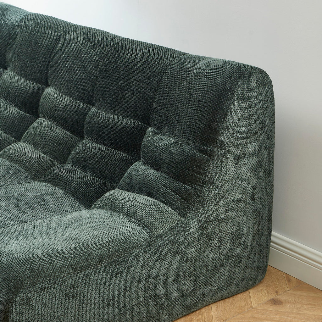 Janis - Banquette Modulable 2 Places - Tissu Chenille - Vert