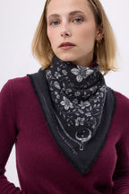 Small Jardin De Minuit Bandana - Black White - Women