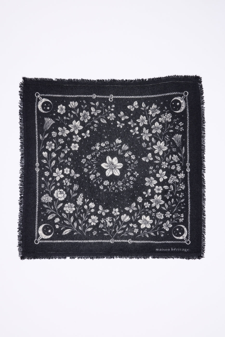 BANDANA/JARDIN DE MINUIT/BLACK/ECOPAPER-M-54*54CM