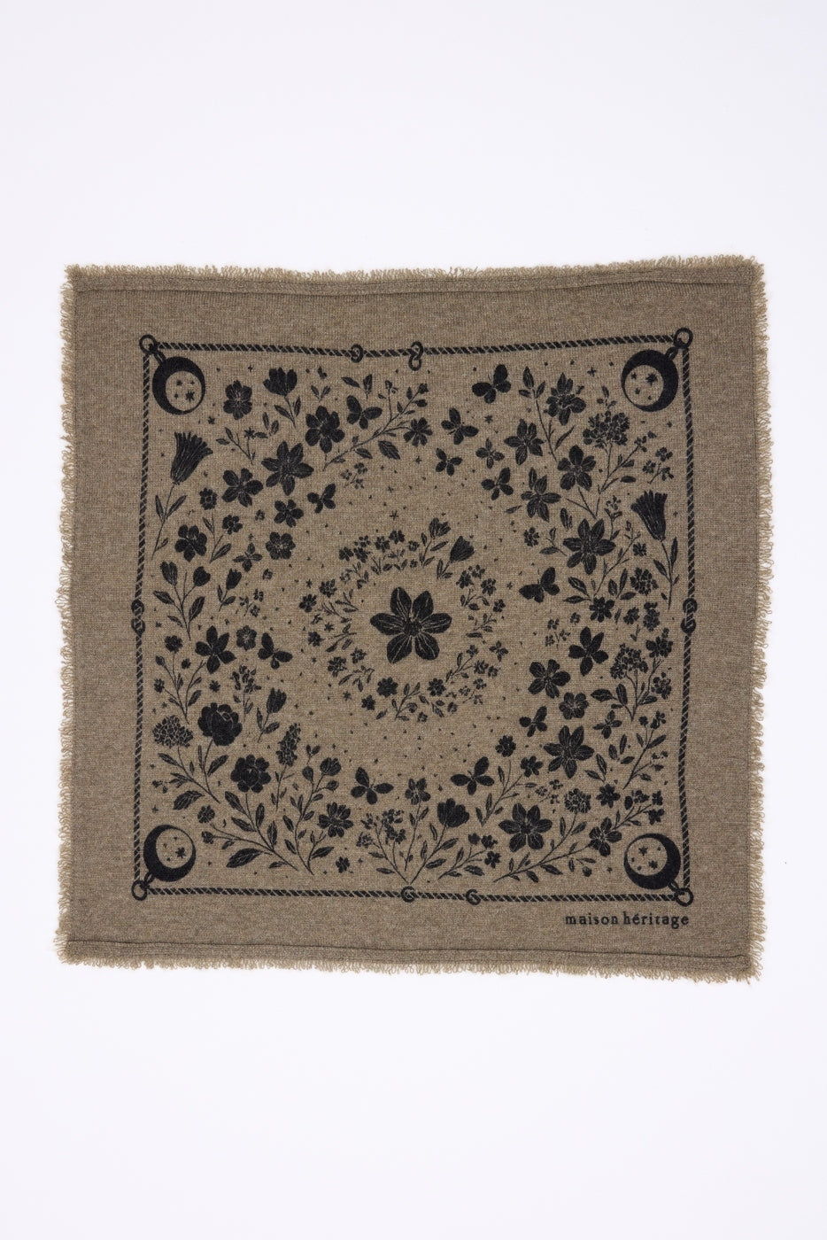 Bandana pequeño Jardín de Medianoche - Verde Caqui Negro - Infantil