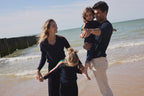 Java Rainbow Stripe Sleeve V-Neck Jumper - Navy Blue