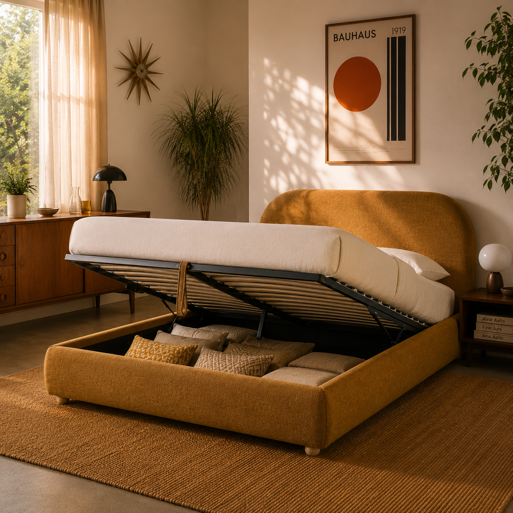 Jelly - Ottoman Bed - Bouclé - Ochre