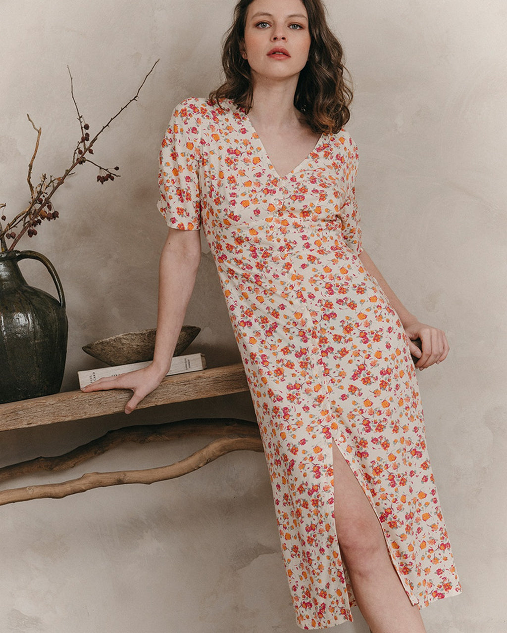 Vestido Midi Jemmapes - Beige