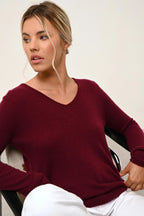 Jersey de cuello en V - Joan - Burdeos