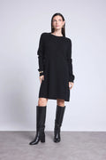 Vestido de cuello redondo Joelia - Negro - Mujer