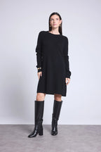 Vestido de cuello redondo Joelia - Negro - Mujer