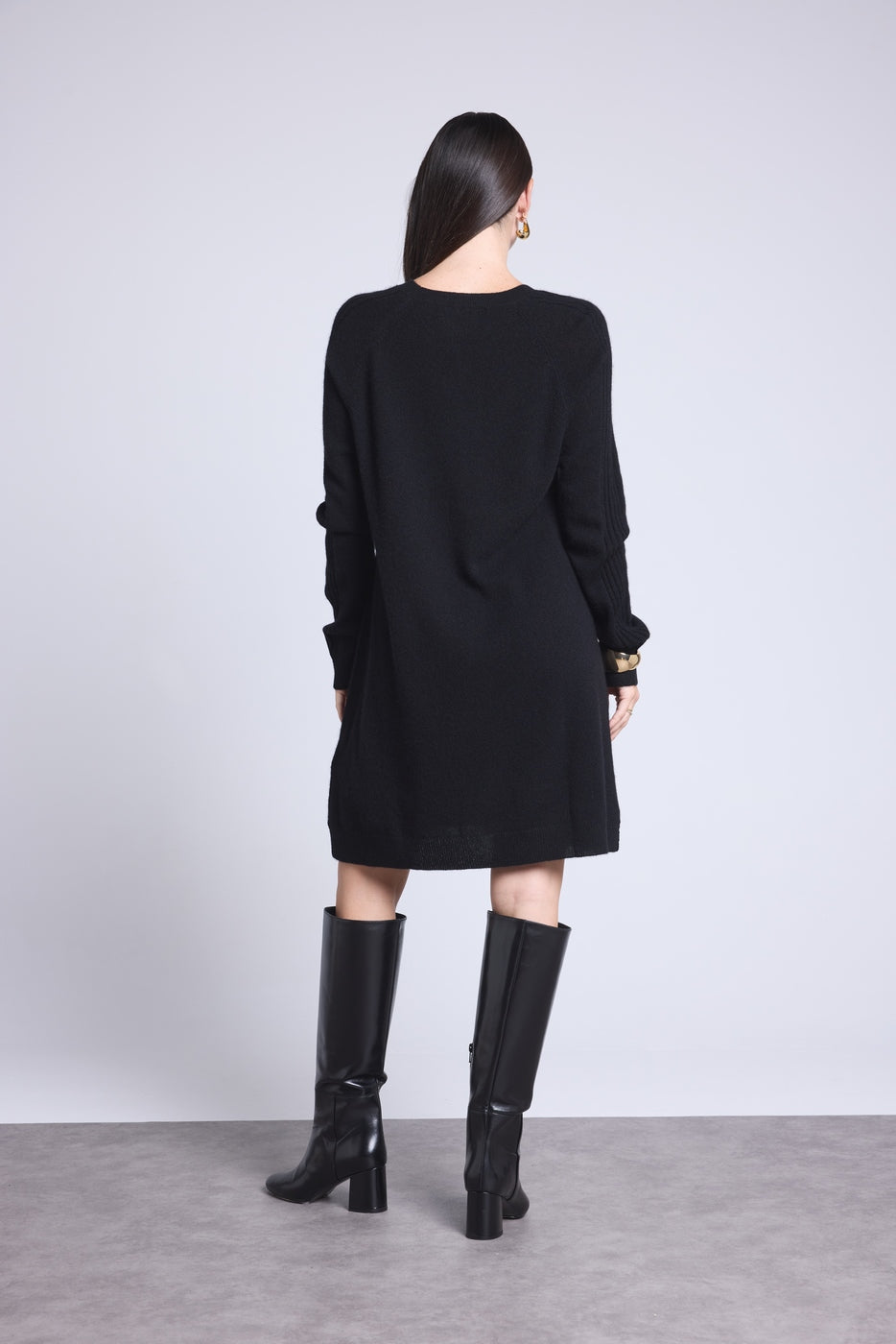 Vestido de cuello redondo Joelia - Negro - Mujer