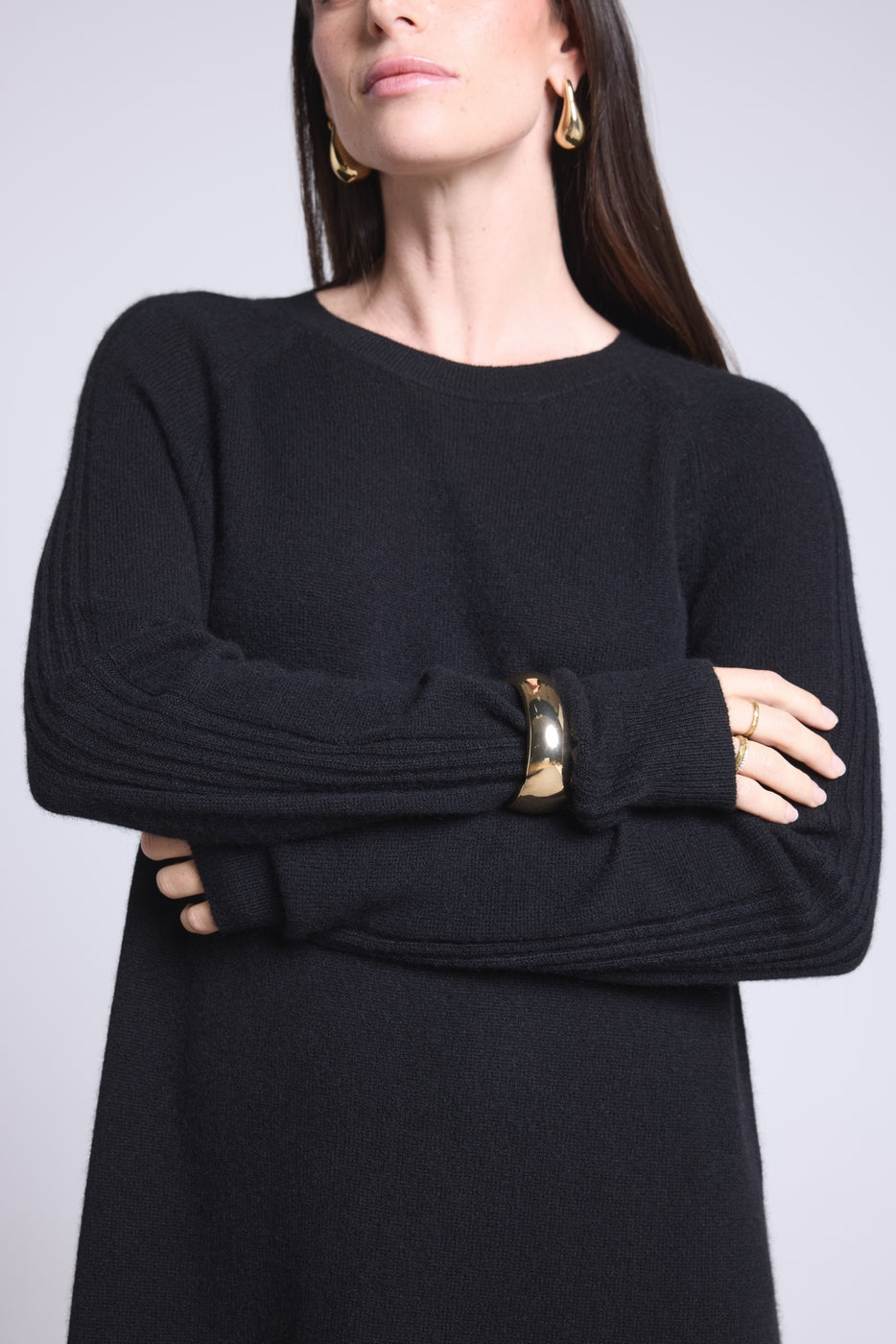 Vestido de cuello redondo Joelia - Negro - Mujer