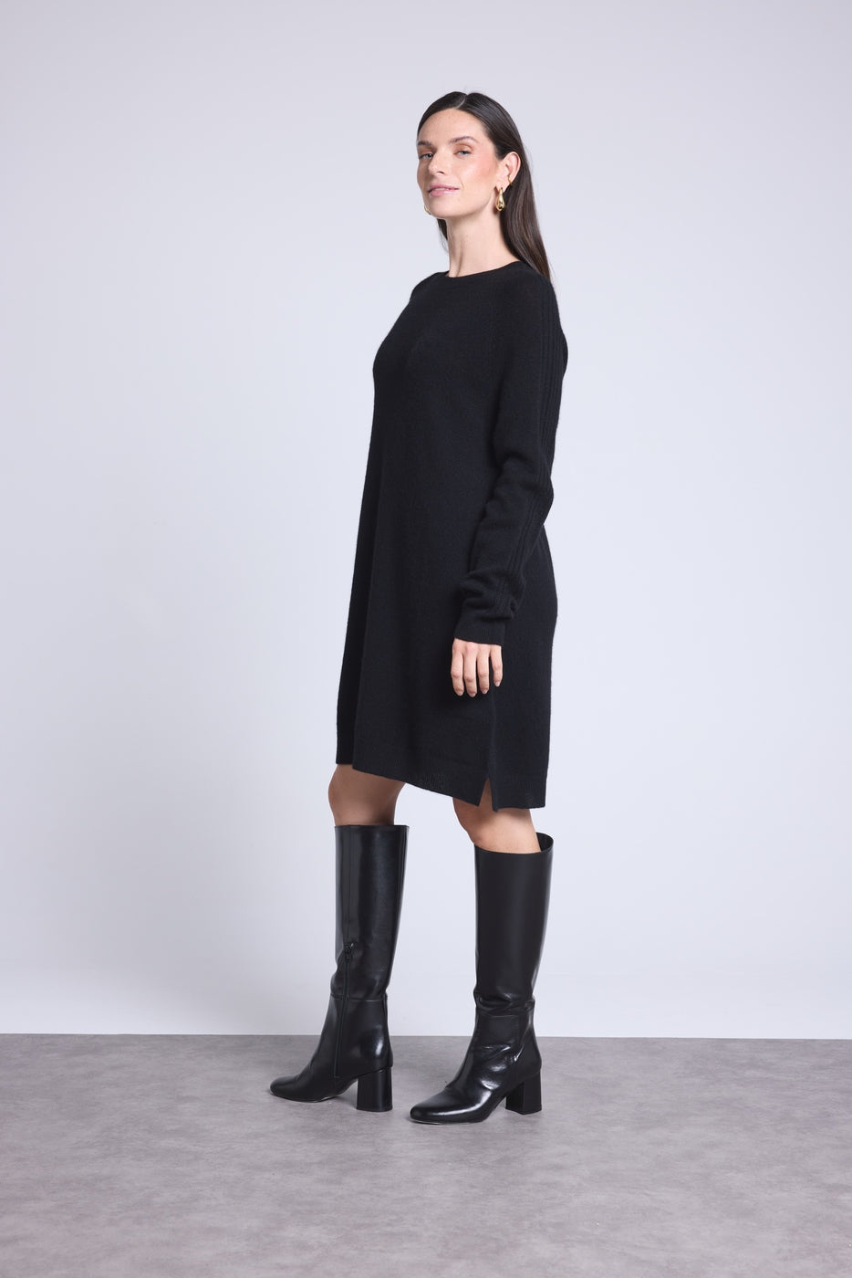 Vestido de cuello redondo Joelia - Negro - Mujer