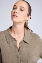 Johanna Women's Button-Up Shirt - Khaki Green
