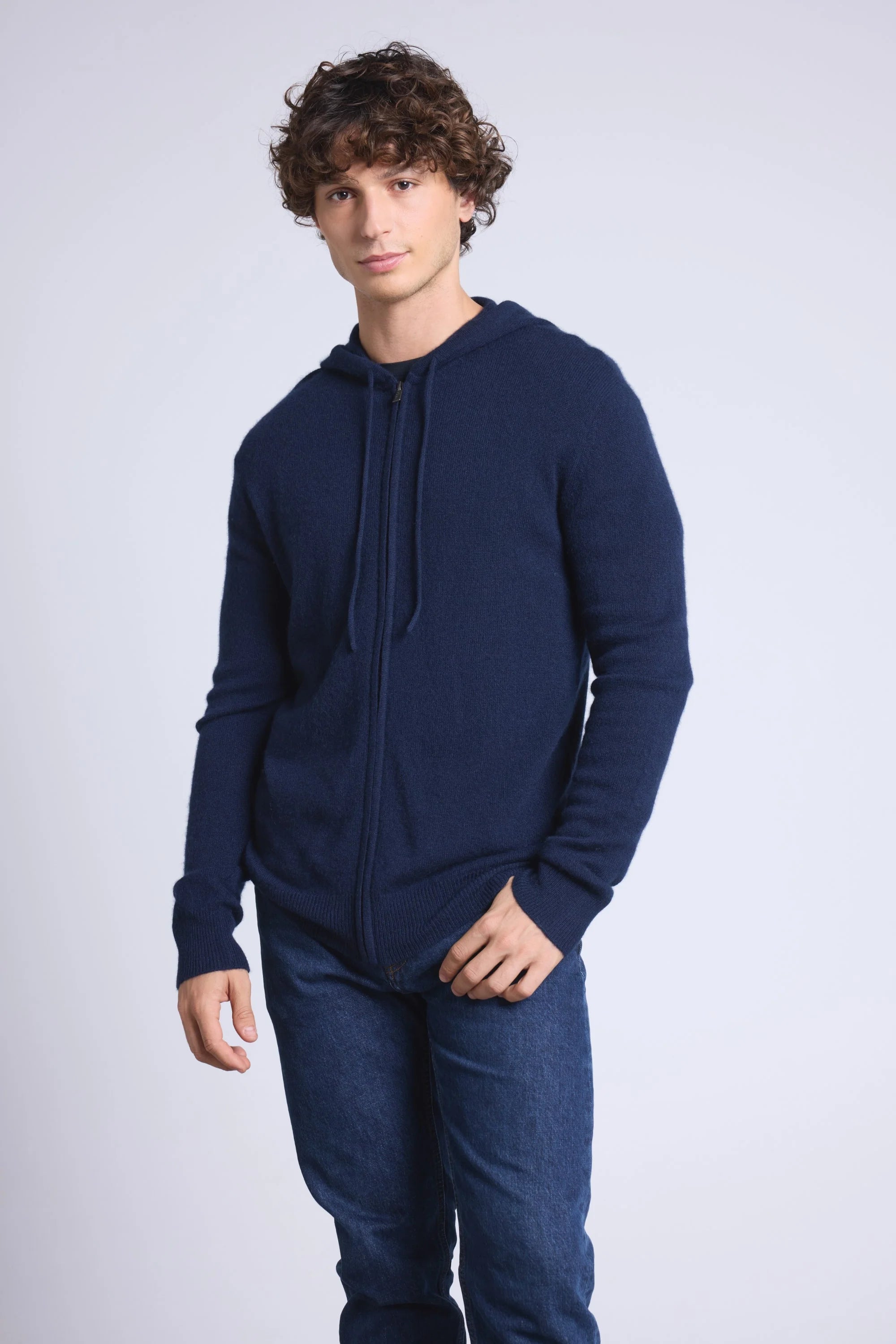Sudadera Con Cremallera Y Capucha John - Azul Marino - Hombre