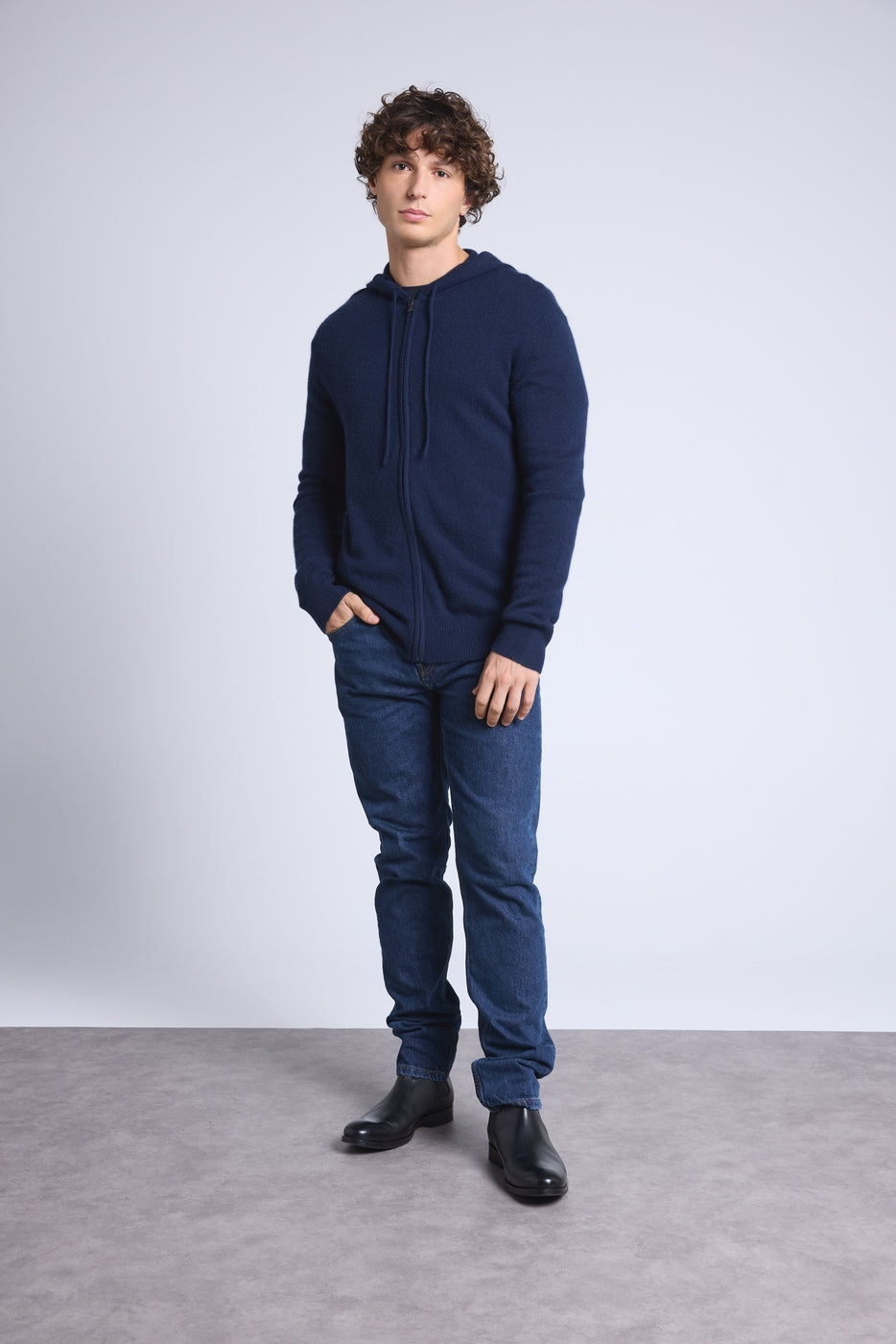 Sudadera Con Cremallera Y Capucha John - Azul Marino - Hombre