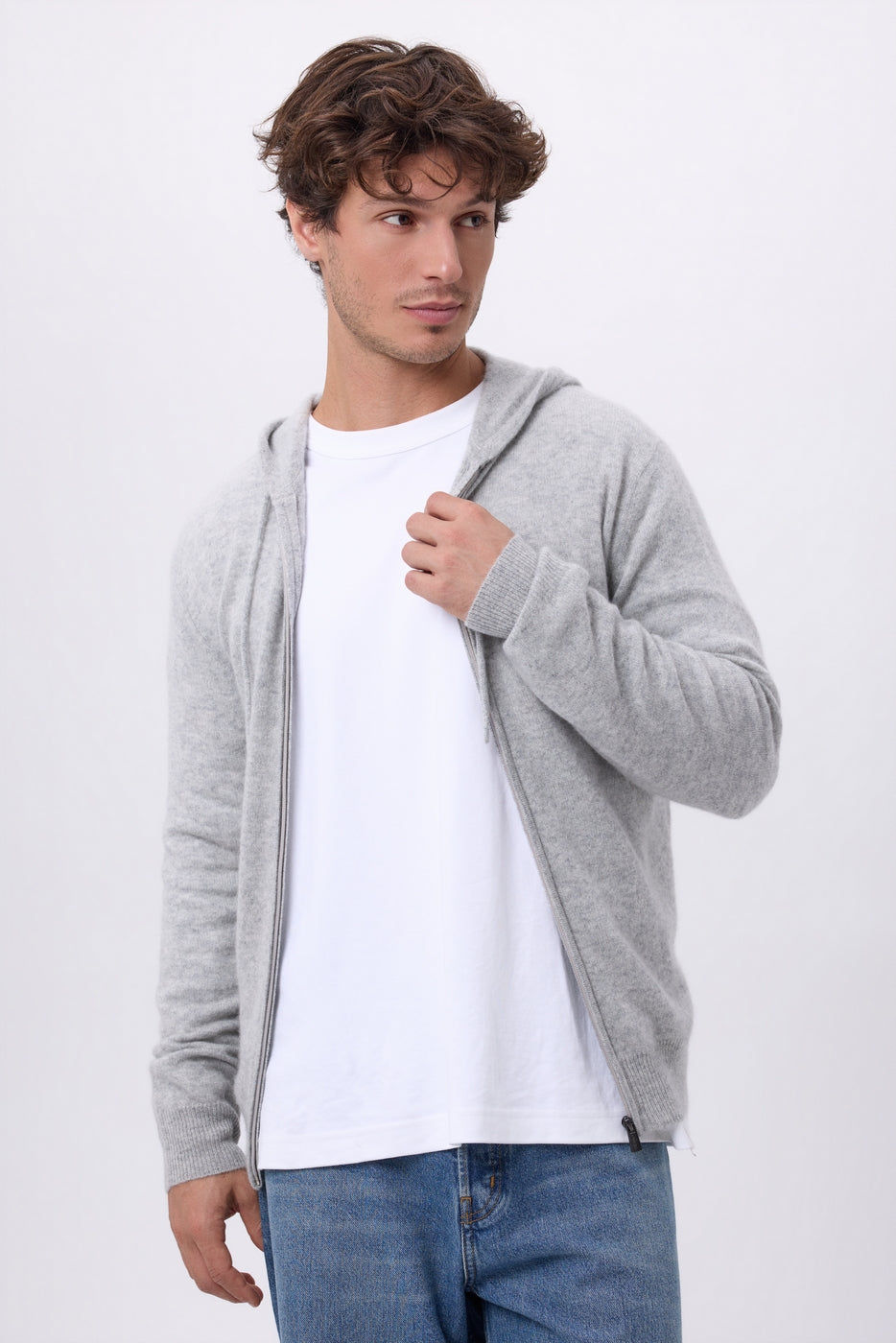 Sudadera con capucha y cremallera John - Gris claro - Hombre
