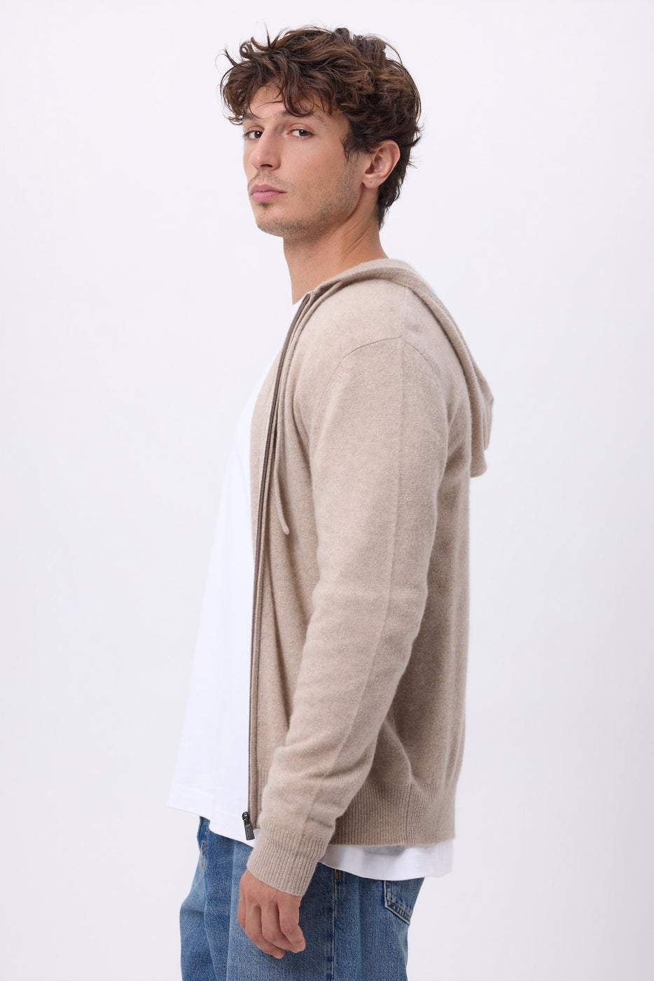 Sudadera con capucha y cremallera John - Beige claro - Hombre