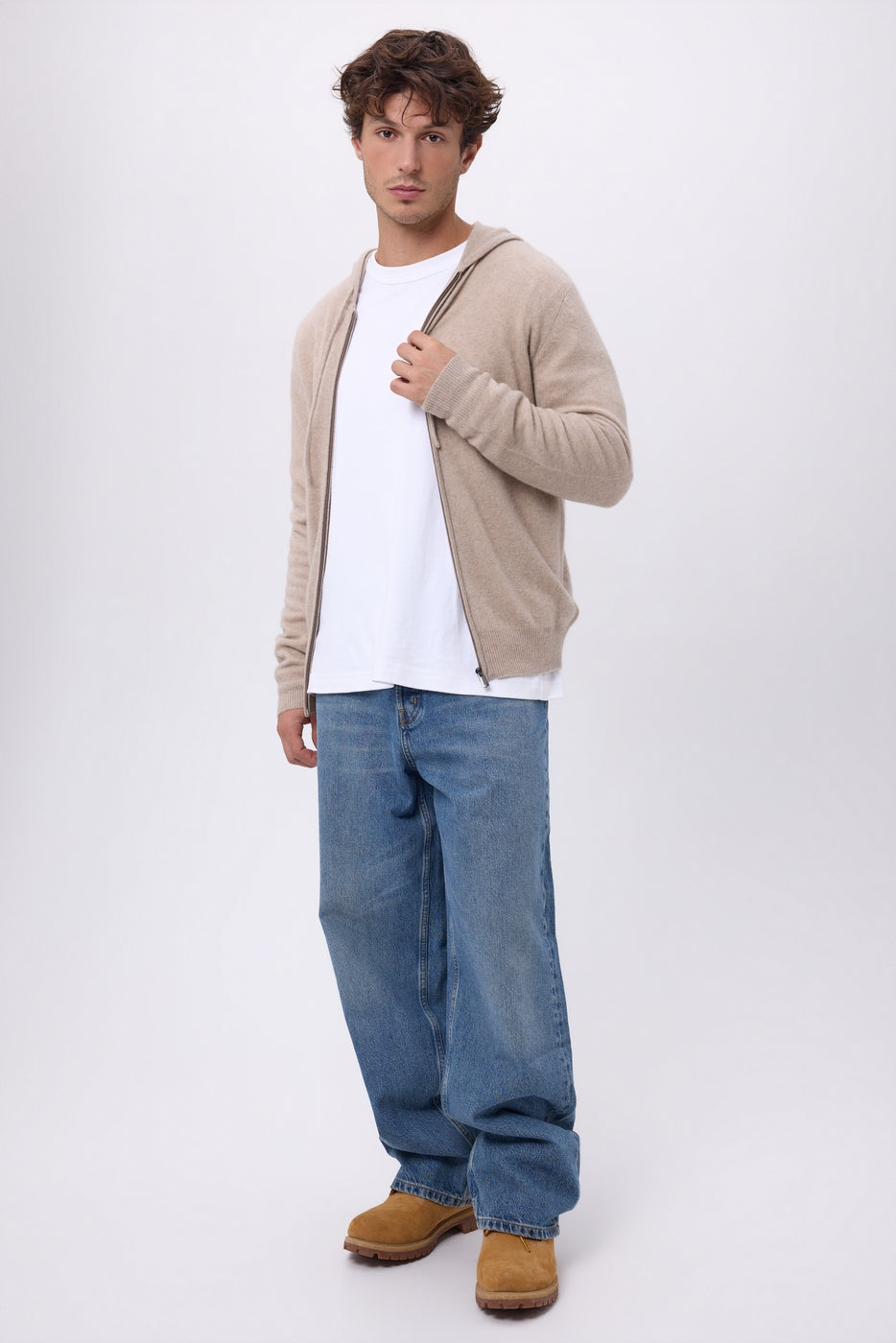 Sudadera con capucha y cremallera John - Beige claro - Hombre
