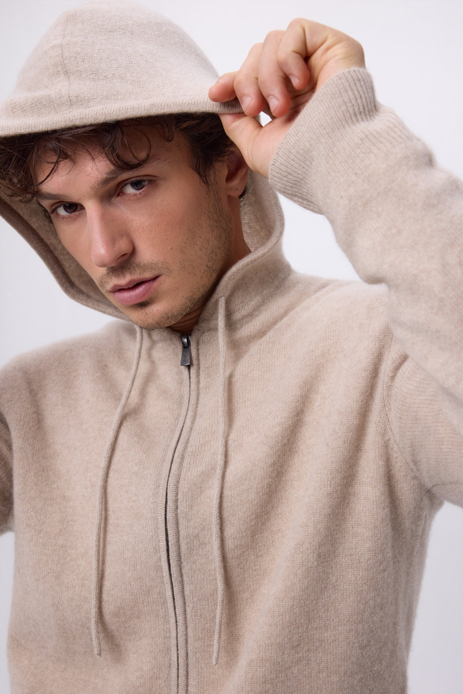 Sudadera con capucha y cremallera John - Beige claro - Hombre