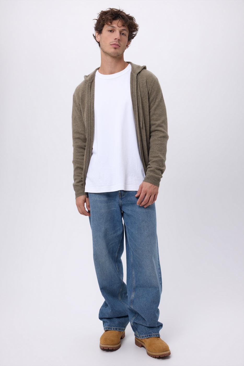 Sweat Zippe A Capuche John - Khaki Chine - Homme