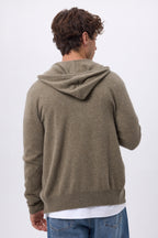 Sweat Zippe A Capuche John - Khaki Chine - Homme
