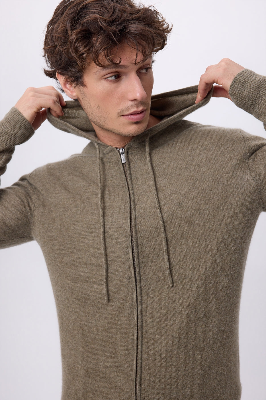 Sweat Zippe A Capuche John - Khaki Chine - Homme