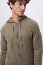 Sweat Zippe A Capuche John - Khaki Chine - Homme