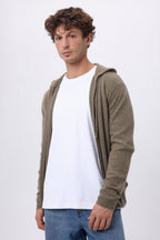 Sweat Zippe A Capuche John - Khaki Chine - Homme
