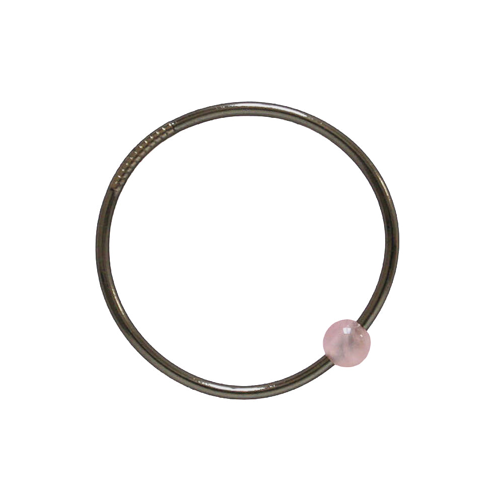 Aro Budista Aura – Dark Silver & Cuarzo Rosa