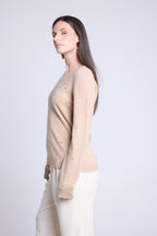 Josephine Gold Polka Dot Crew Neck Jumper - Beige And Gold - Women