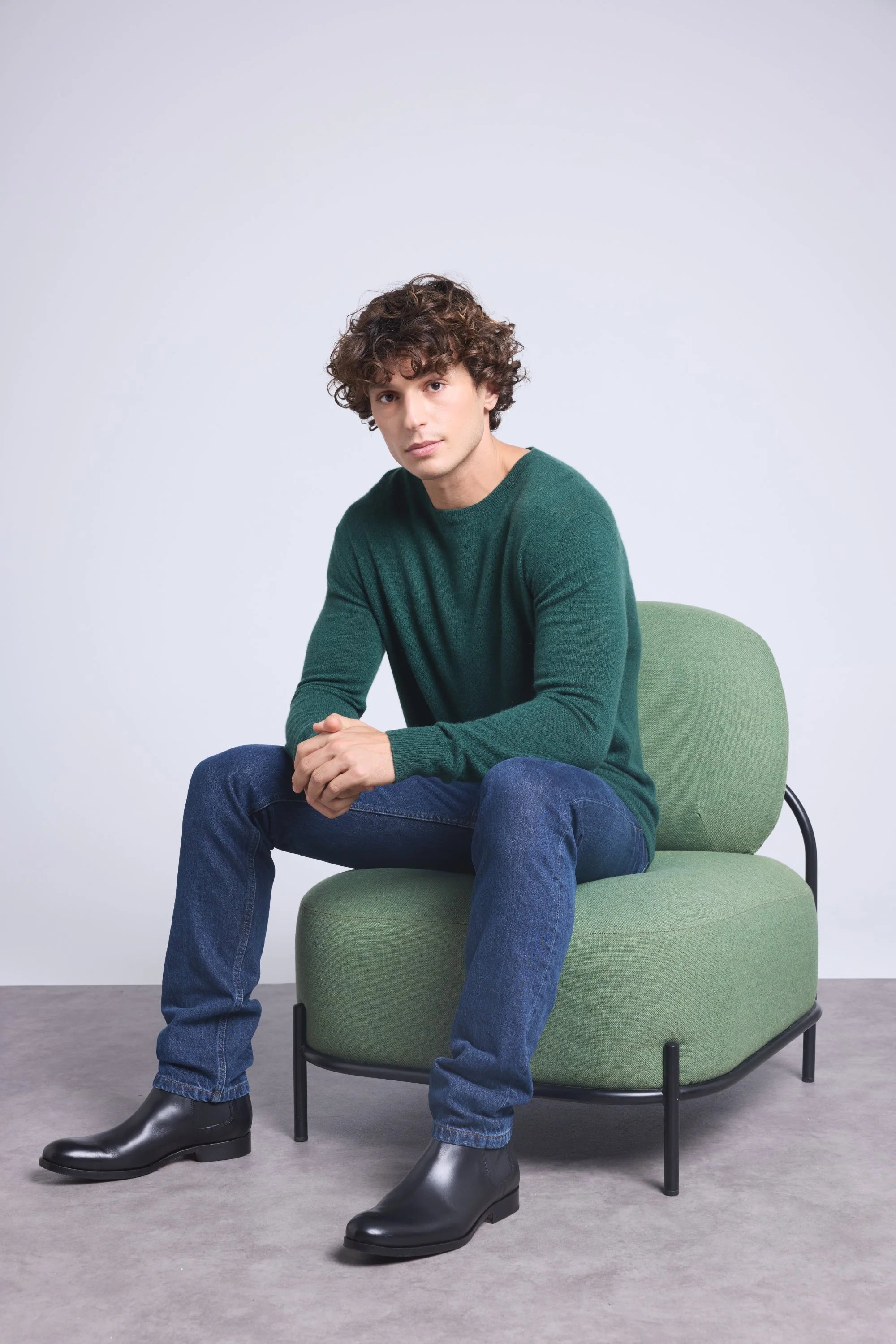 Jersey de cuello redondo Josh - Verde botella - Hombre