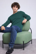 Jersey de cuello redondo Josh - Verde botella - Hombre