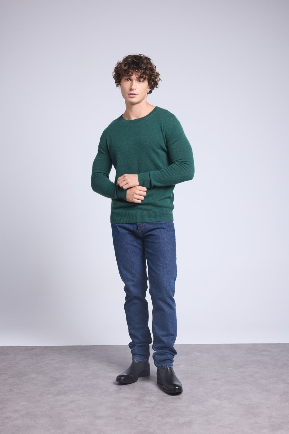 Jersey de cuello redondo Josh - Verde botella - Hombre