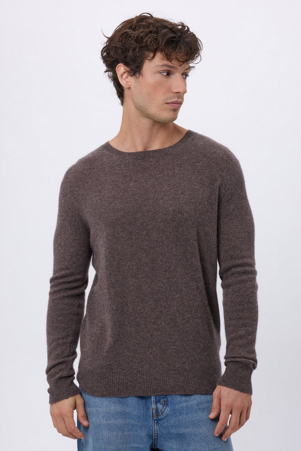 Girocollo Josh - Marrone Melange - Uomo - 100% Cashmere