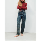 Pantalon 5 Poches Le Droit Long Taille Haute - Dirty Vintage - Femme