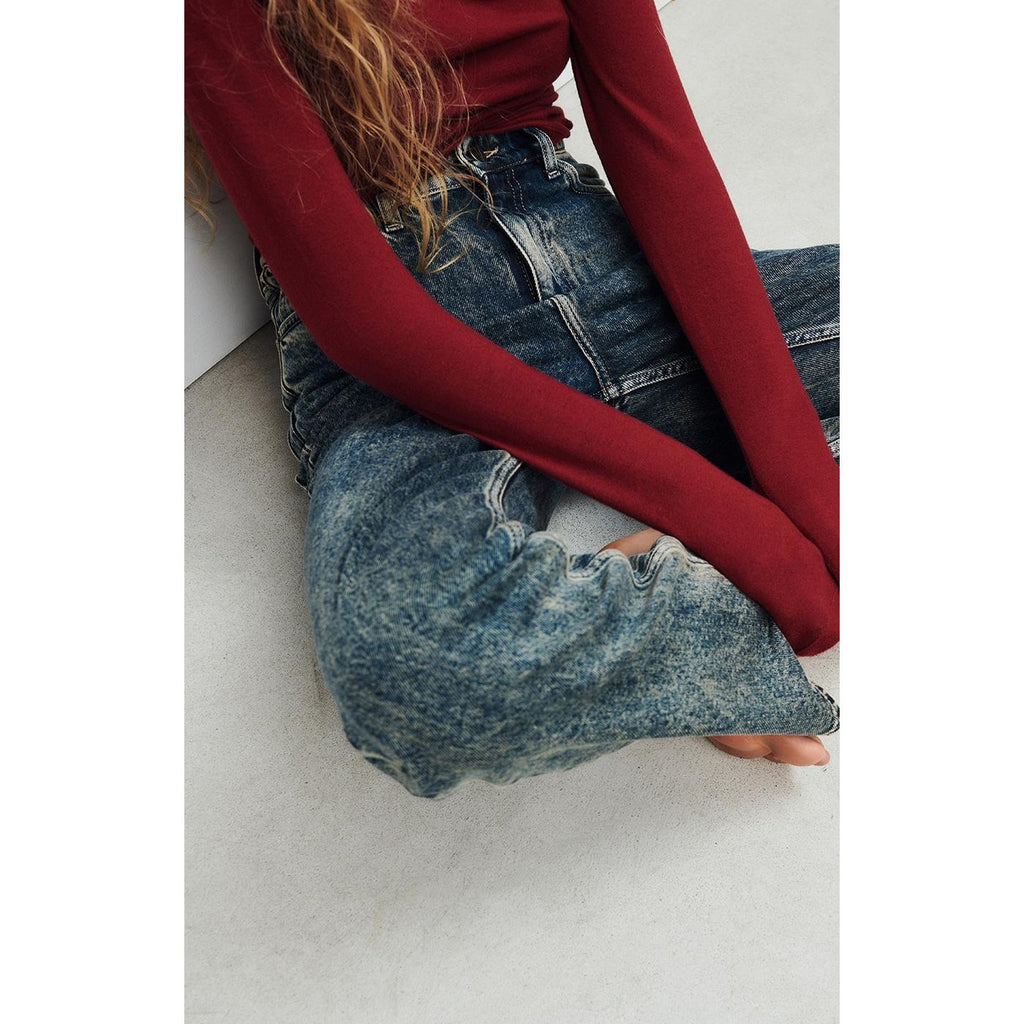 Pantalon 5 Poches Le Droit Long Taille Haute - Dirty Vintage - Femme
